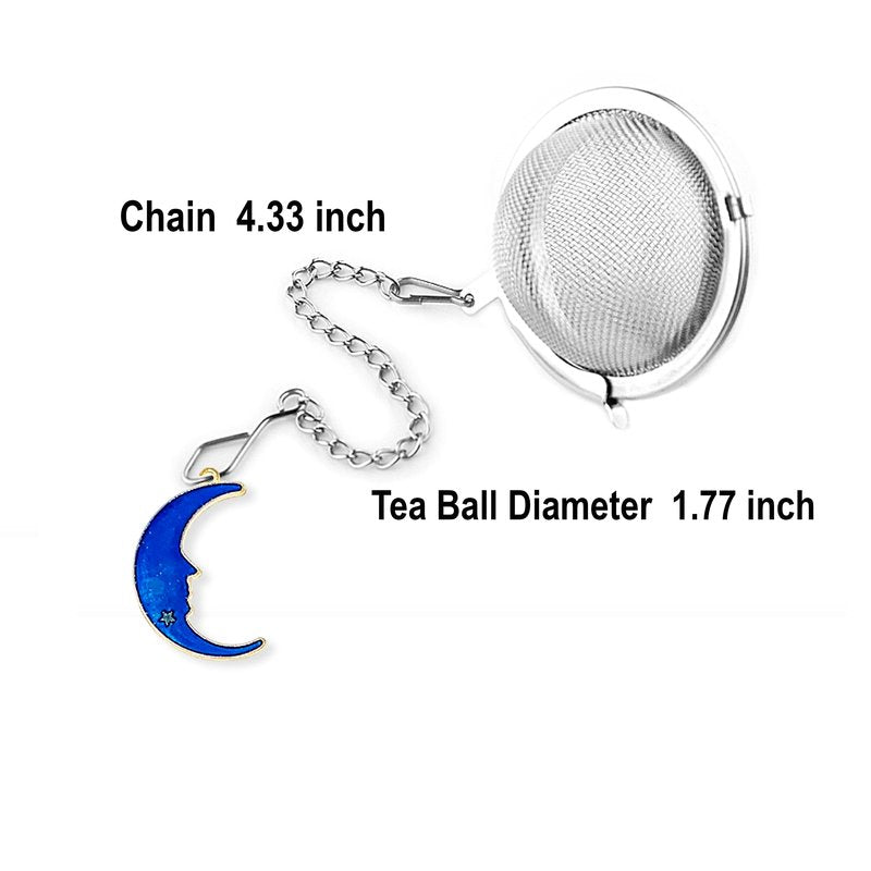 NSTaygate 2pcs Tea Infuser, Tea Strainers for Loose Tea, Gold Plated Enamel Moon Star Celestial Charm Pendant Tea Ball Set Loose Tea Steeper Gifts for Women