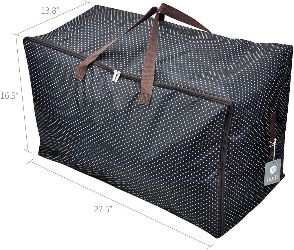 3-Side Zip Open Storage Bag for Christmas Trees & Party Ornaments - 27.5x16.5x13.8, Black Dots