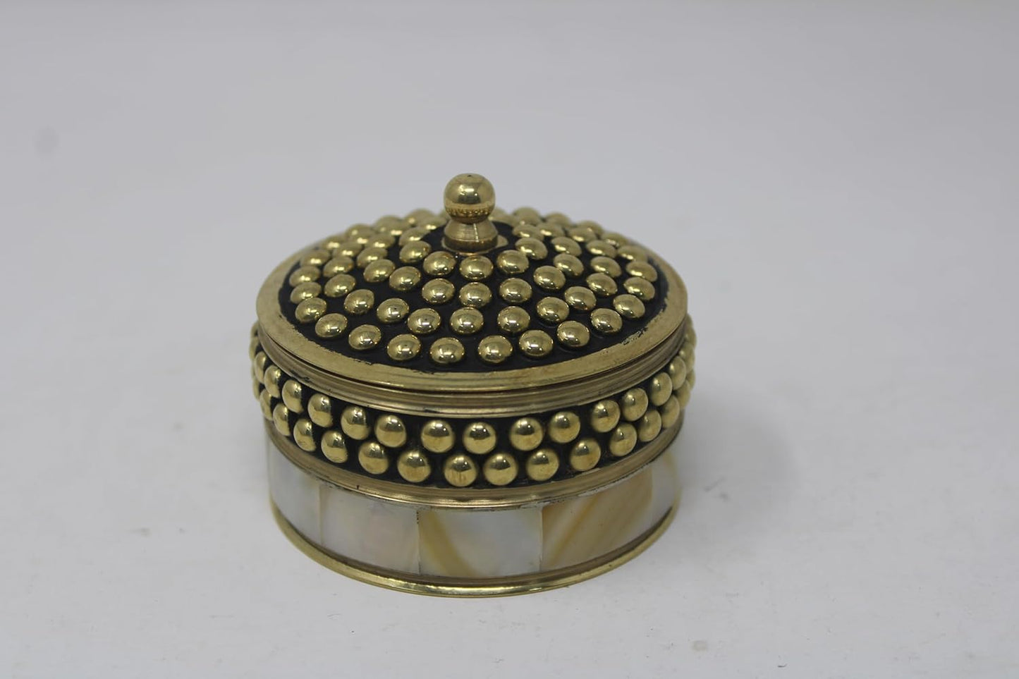 Decorative Jewelry Trinket Box Unique Gift For Home Décor Antique Metal Case with Mother of Pearl Sindoor Box/Coin Box (All Set Black)