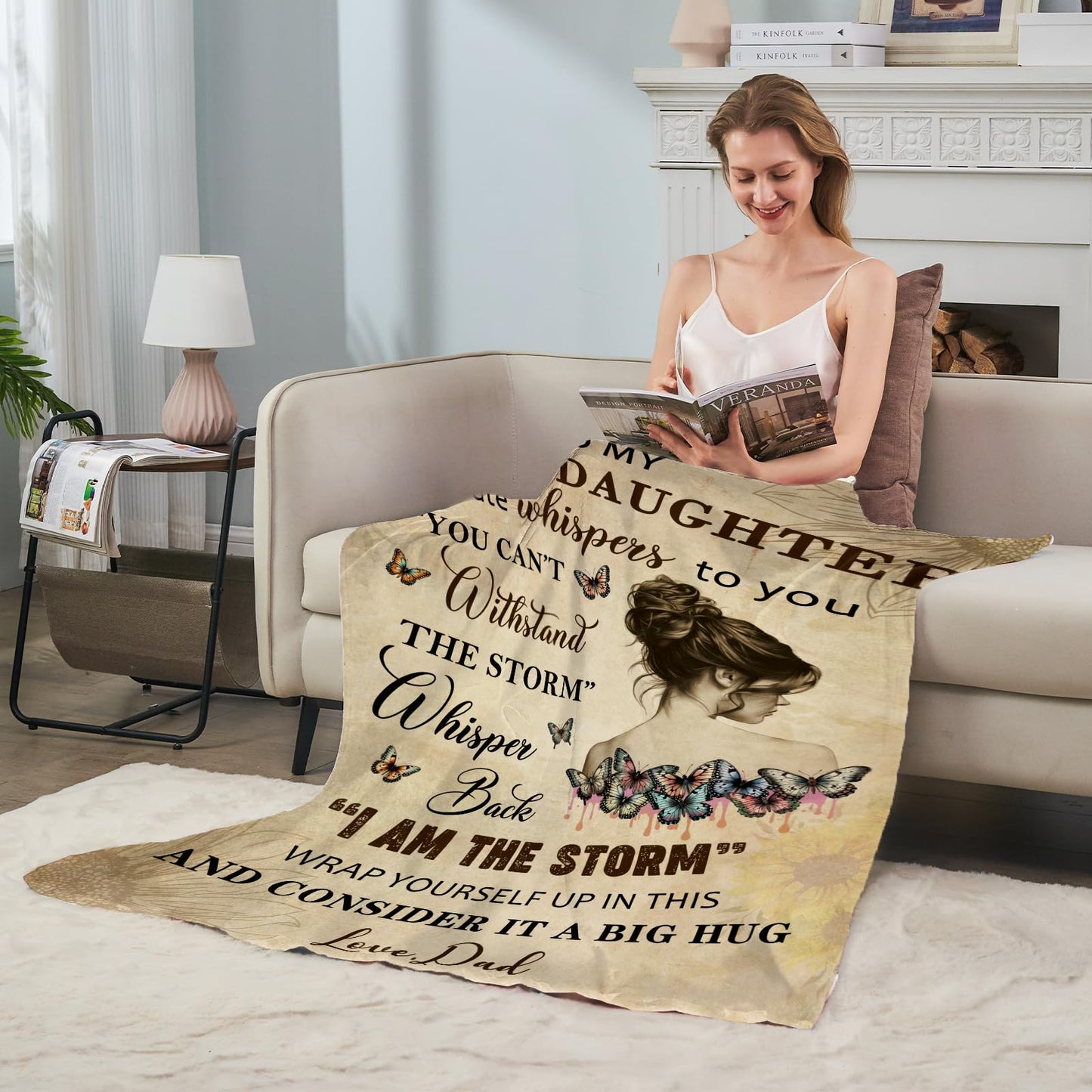 JOPJOLIW to My Badass Daughter Blanket from Dad - to My Daughter from Dad Gifts for Daughter Blanket, Badass Daughter Blanket Gift from Dad and Mom, 60" x 80"