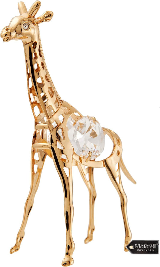 24K Gold Plated Giraffe Ornament - Crystal Christmas Tree Décor & Unique Gift for Mom, Daughter, Grandma
