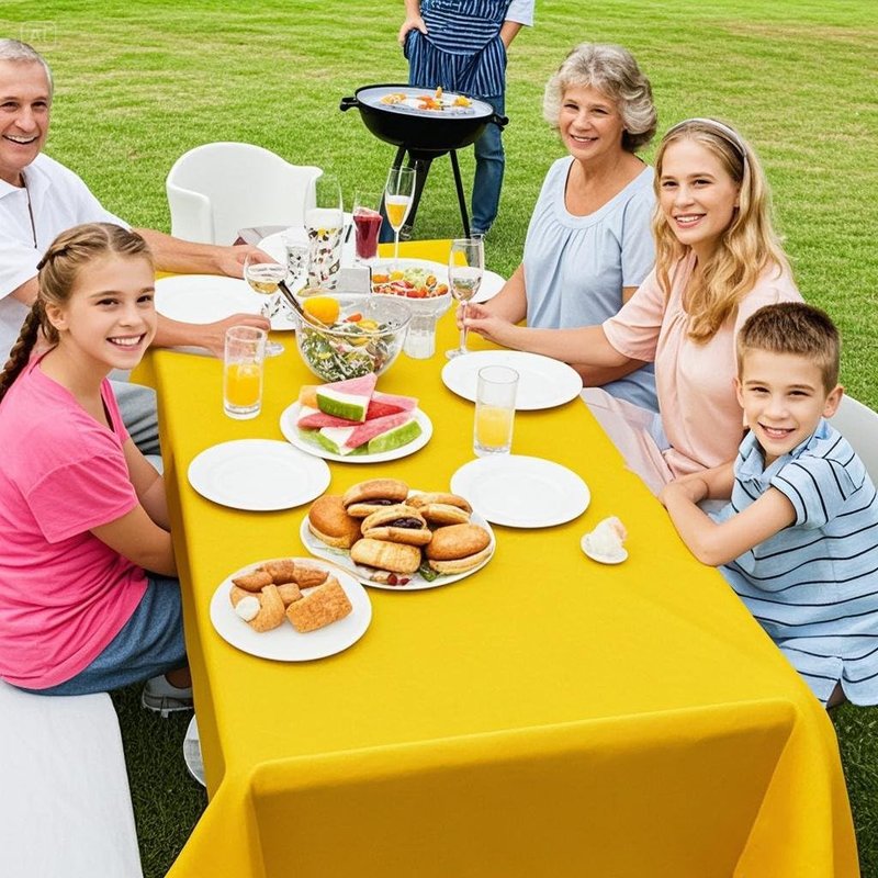 Vedran 2 Pack Yellow Tablecloth Rectangle 54 x 108 Inch, Plastic Table Cloth Disposable for Birthday Party, Outdoor Dinner, Holiday Party Decoration