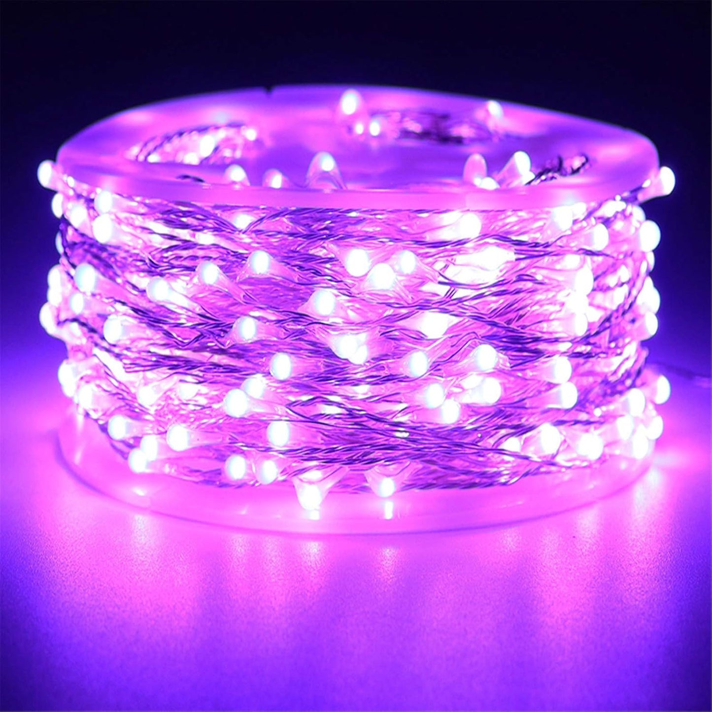 300 LED Dimmable Purple Fairy Lights - 99 Ft Waterproof Silver Wire String Lights with Remote for Christmas, Halloween, Party & Garden