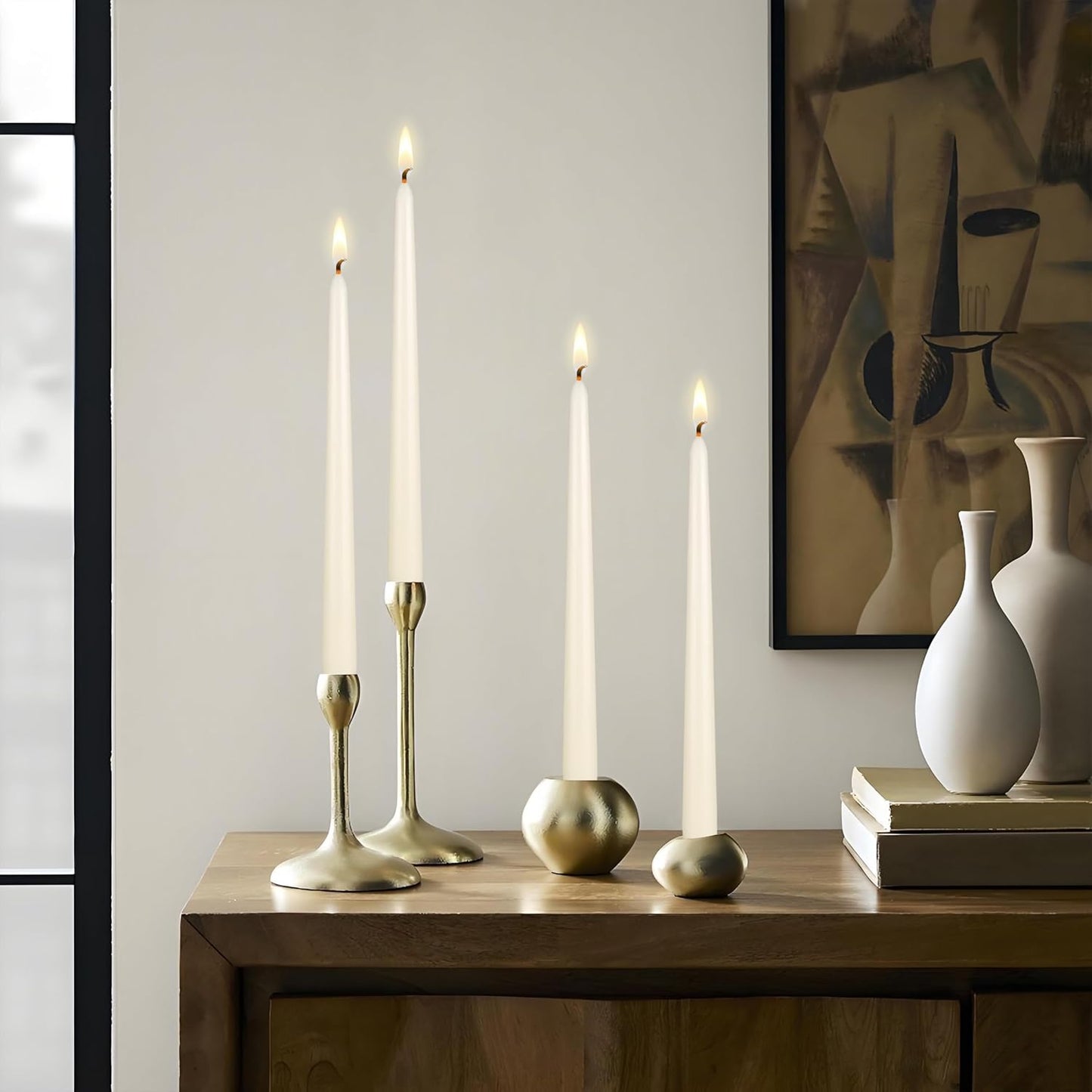 12-Pack Unscented Red Taper Candles - 10 Inch Hand Poured Wax for Home Décor & Weddings