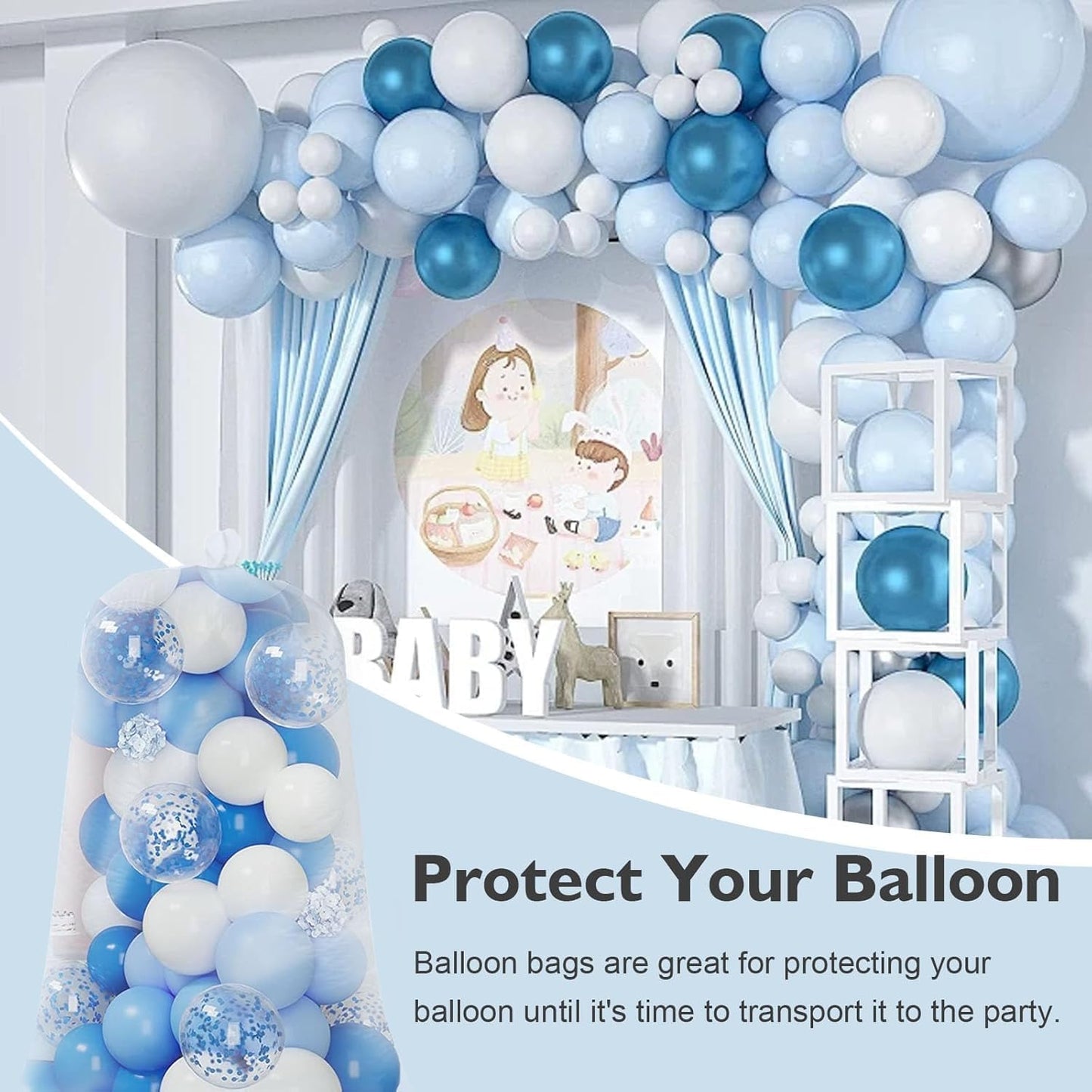Skiennix Extra Large Clear Balloon Bags - Reusable 98 x 59 In for Arch Garland & Party Decorations | 2 Pack