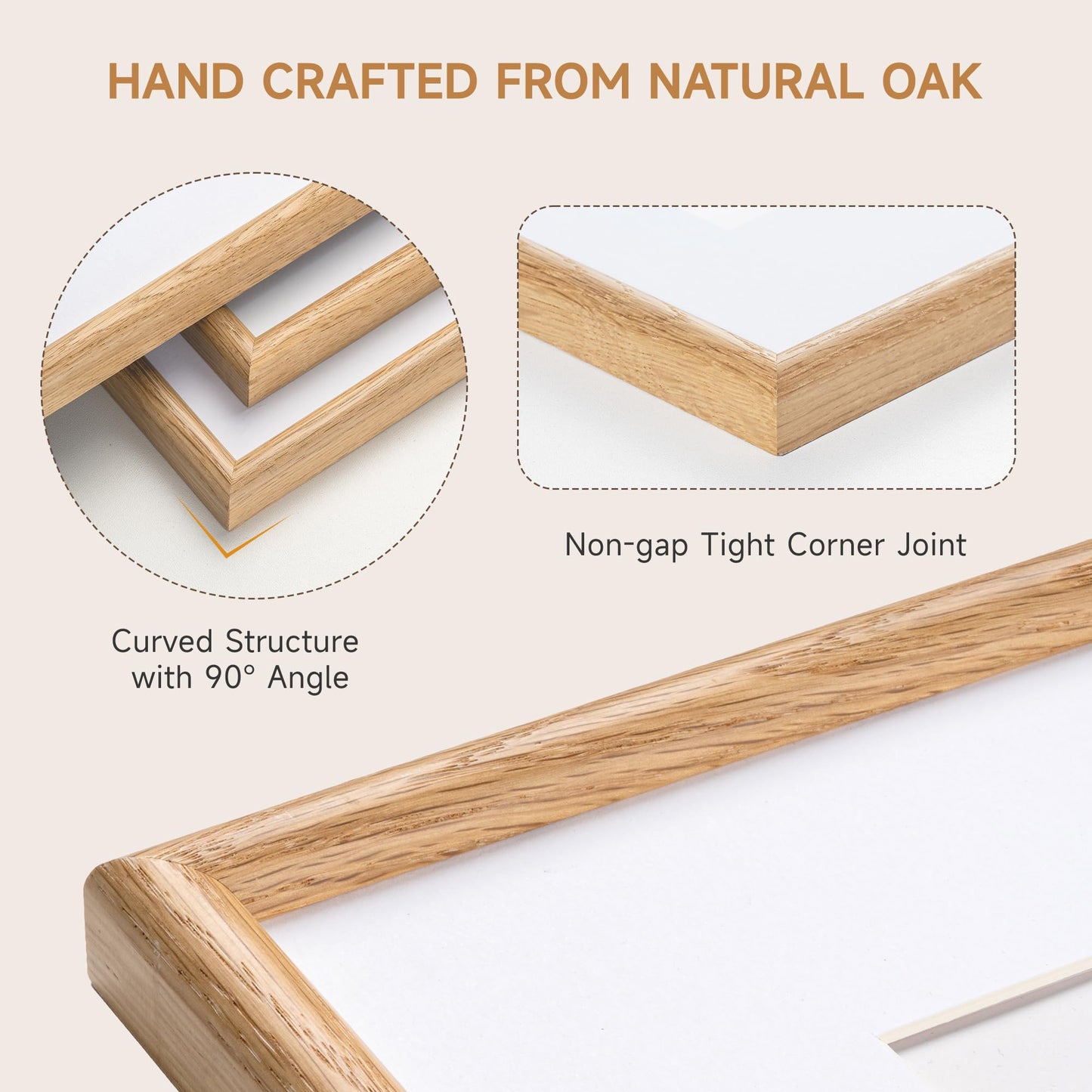 Fun Memories 5x7 Picture Frame Set of 3 - Solid Oak Wood Picture Frames with HD Tempered Glass, Handcrafted Rounded Corner 5 x 7 Wooden Frame Matted to 4x6 Photos, Tabletop or Wall Display