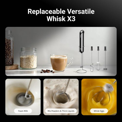 InstaWhisk Milk Frother - Rechargeable Electric Whisk with Variable Speed & Detachable Double Whisk | Perfect for Lattes, Cappuccinos & Matcha