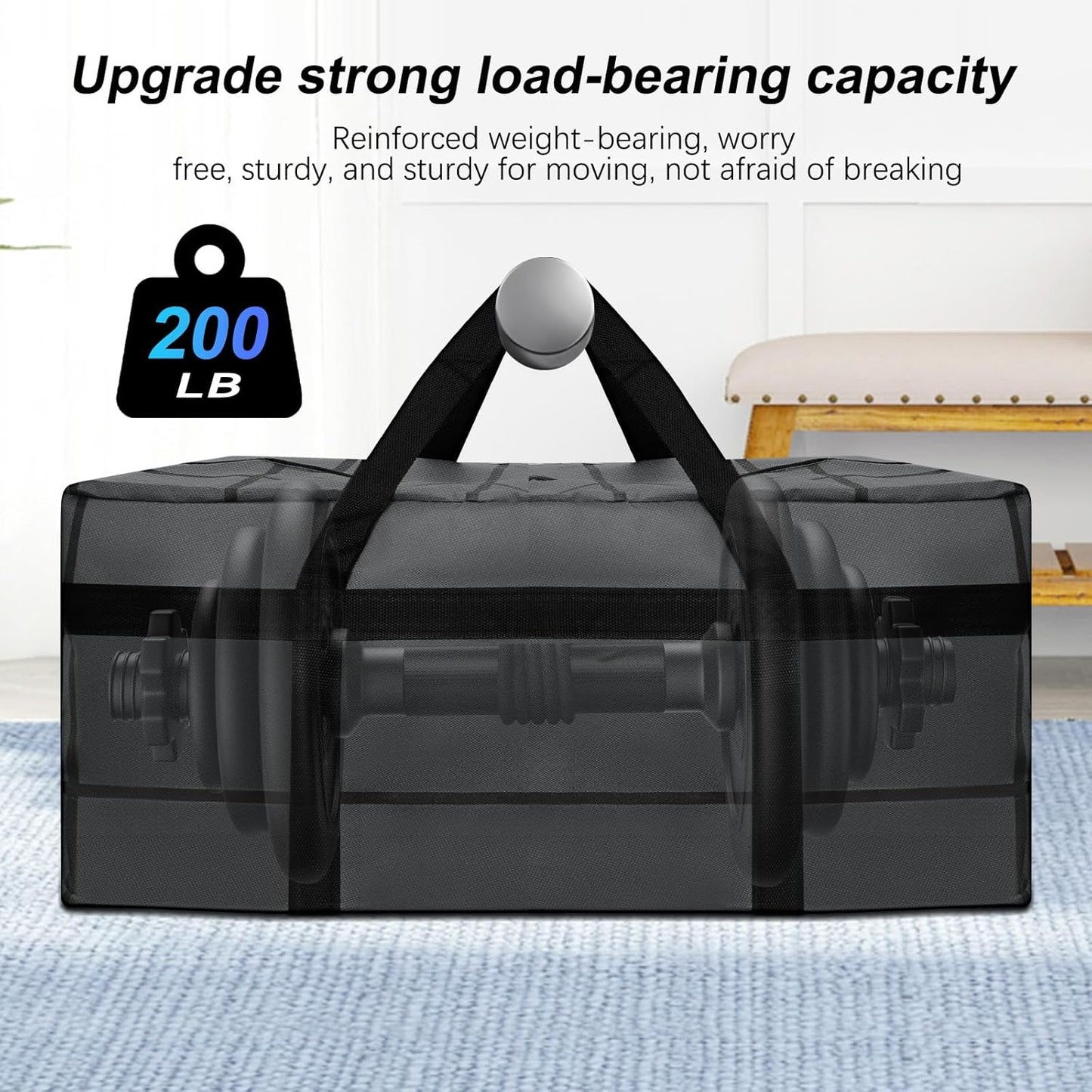 Skiennix Extra Large Heavy-Duty Moving Bags - Waterproof & Foldable Storage Totes with Zippers & Reinforced Handles