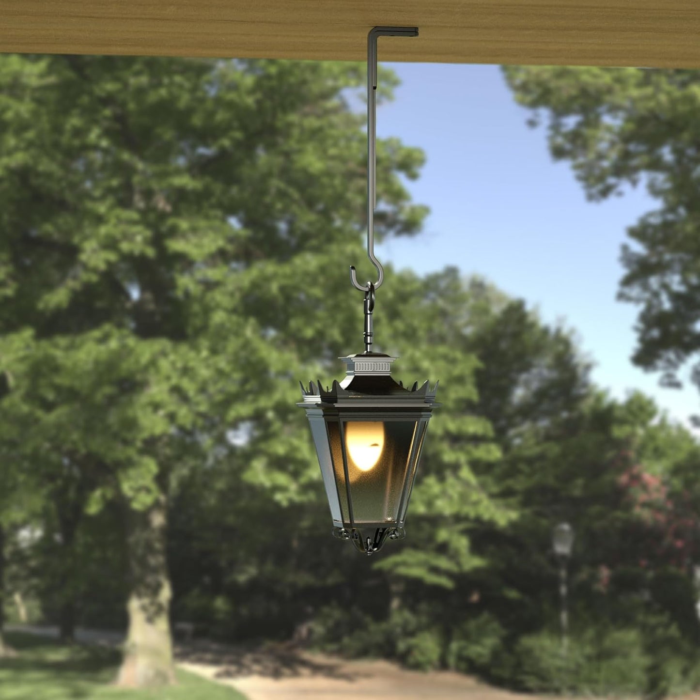 Saffruff 8-Inch Heavy Duty Black Iron Outdoor Plant Hangers - Durable Metal Brackets for Lanterns & Bird Feeders