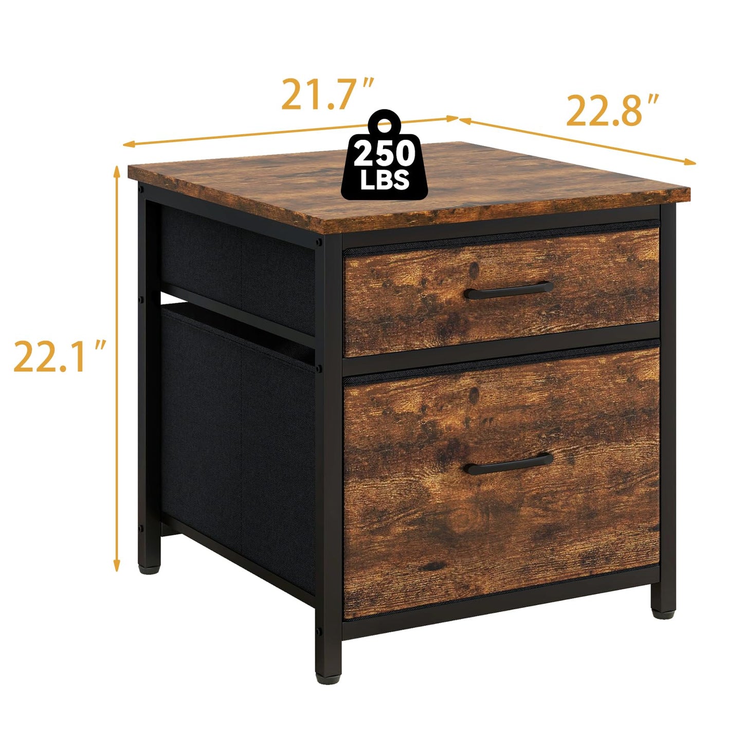 YMYNY Mini Fridge Stand with Storage, Mini Fridge Cabinet with Fabric drawers, 250lbs Heavy-Duty Compact Refrigerator Table for Home, Office, Bedroom,21.7" L x 22.8" W, Rustic Brown HBR008H