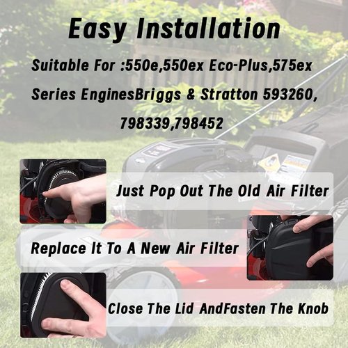 Briggs & Stratton 593260 Air Filter Kit | 9-Piece Set for 550E, 500EX, 625, 575EX Engines - Lawn Mower Cleaner