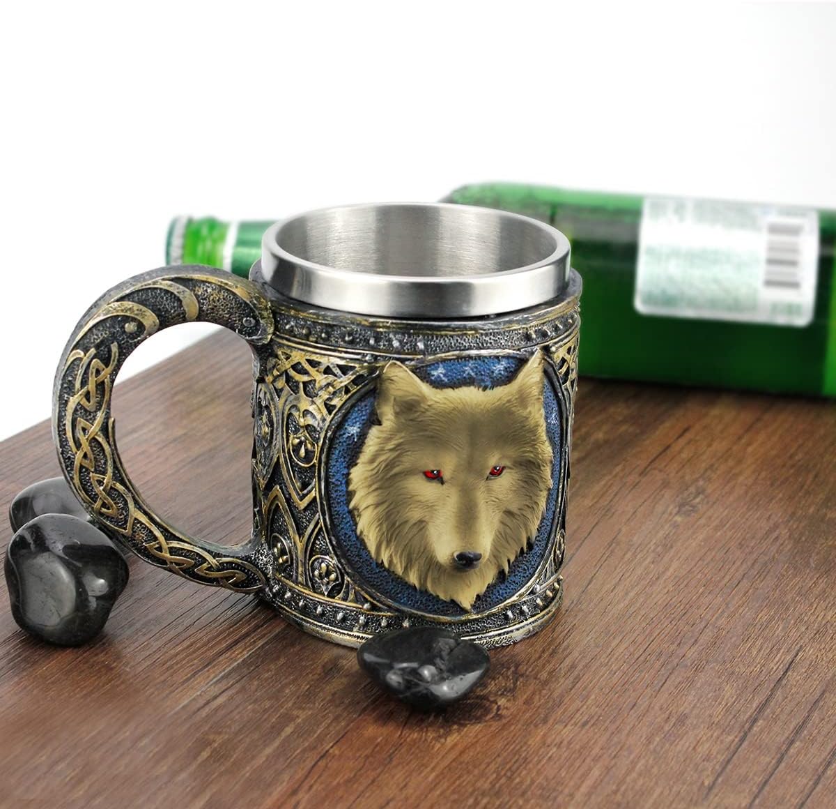 Stainless Steel Wolf Goblet - 3D Resin Wine Chalice Cup for Unique Occasions