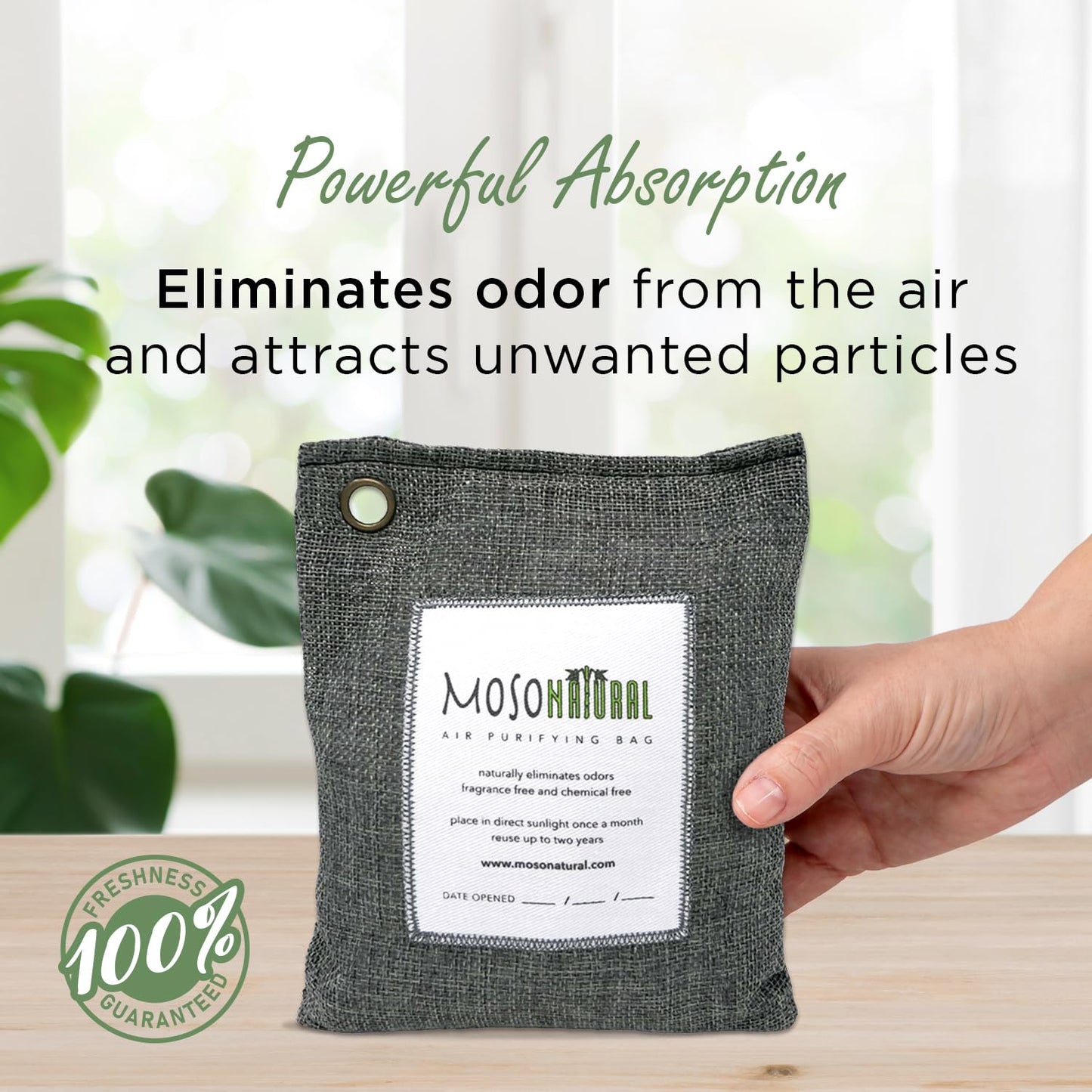 Moso Natural Air Purifying Bag 200g (4 Pack) | Premium Bamboo Charcoal Odor Absorber for Home & Car | Closet Odor Eliminator, Small Room Deodorizer & Car Air Freshener | Long Lasting Charcoal Bags