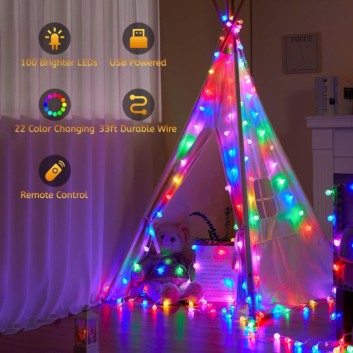 200 LED Fairy Lights with Remote & Timer - 16.4Ft Silver Wire Twinkle Lights for Indoor Christmas, Wedding & Party Decor