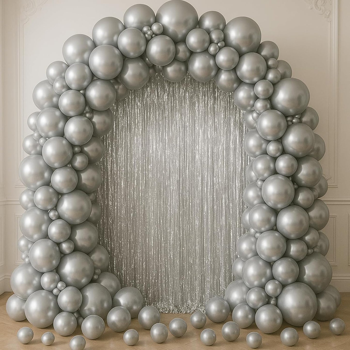 Voircoloria Foil Fringe Backdrop Curtains - 3.3 x 6.6 Ft Tinsel Streamers for Parties & Events | Silver