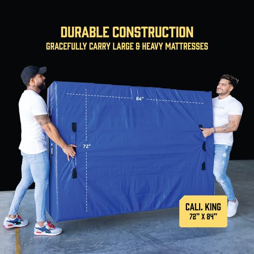 Cali King Mattress Bags - 2 Pack Extra-Thick Reusable Storage Bags with Zippered Closure and 8 Handles for Moving Protection