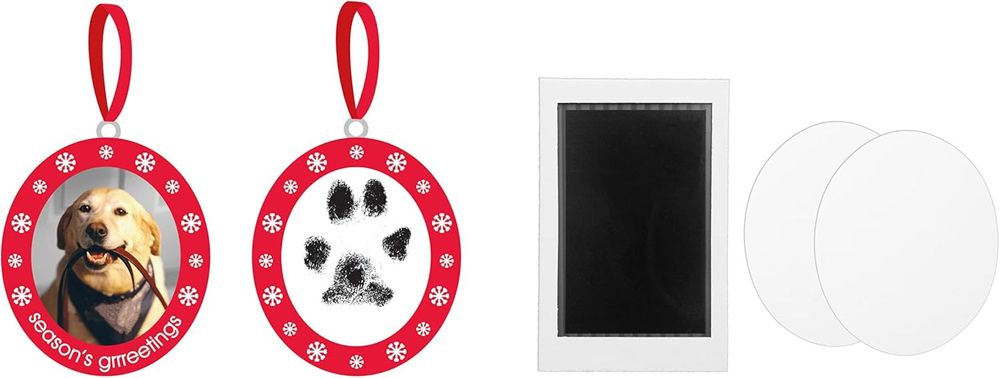 Double-Sided Christmas Pawprint Ornament for Dogs & Cats - DIY Keepsake with Clean-Touch Ink Pad