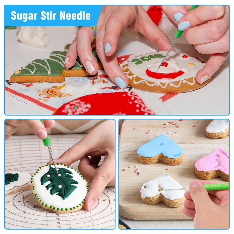 Piping Bags and Tips Set - Reusable Piping Bag, 16 Inch Silicone Pastry Bags with 14 Icing Tips, 3 Scrapers, 2 Couplers, 2 Bags Ties, 1 Pastry Brush, Cake Decorating Kit for Baking Cupcake and Cookies