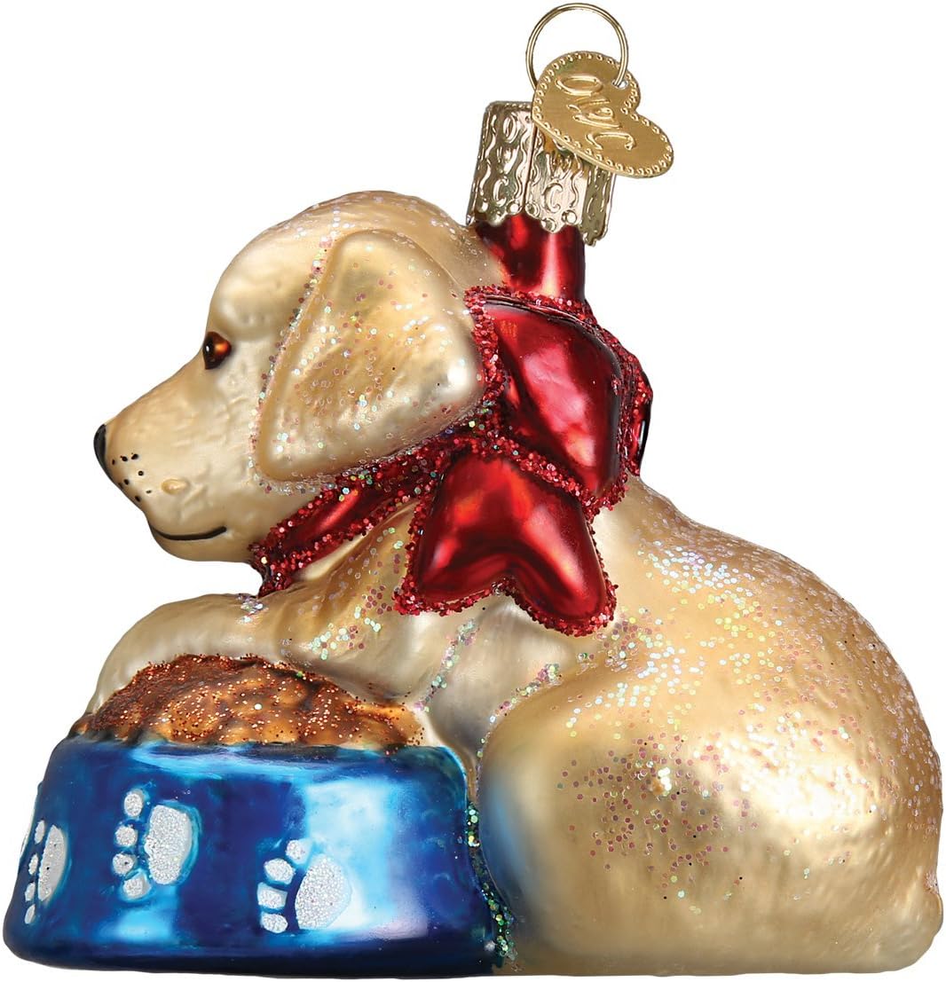 Labrador Pup Glass Blown Christmas Ornaments | Old World Christmas Decor (12458)