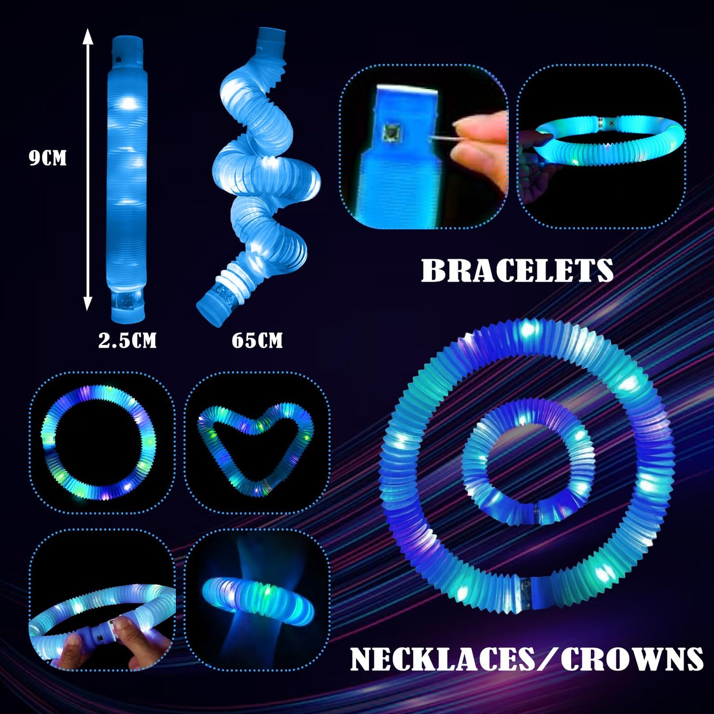 ERGDUTNK Blue 6PCS Glow Sticks Stocking Stuffers Party Favors-Glow in The Dark Party Supplies for Kids and Adults, Perfect for Festivals, Birthday Parties, Raves, Concerts, and Camping Decorations