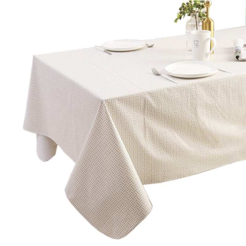 Pioggia Vinyl Tablecloth with Flannel Backed Waterproof Oil-Proof PVC Table Cloth Wipeable Spill-Proof Plastic Table Cover for Indoor and Outdoor(Weave, 60 x 84 Inch Rectangle)