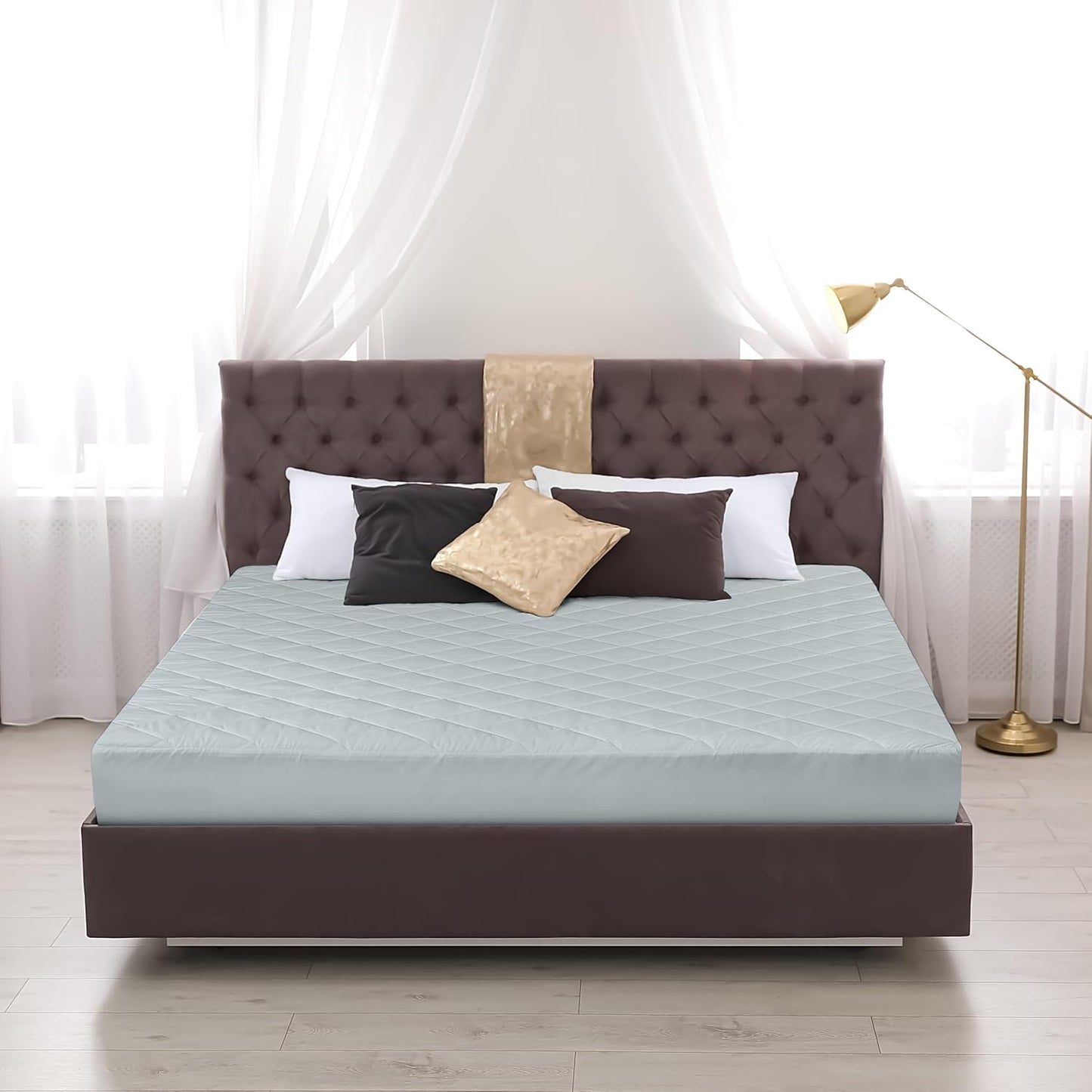 Utopia Bedding Quilted Fitted Mattress Pad - Twin Size | Deep Pocket Protector, Machine Washable (Light Grey)