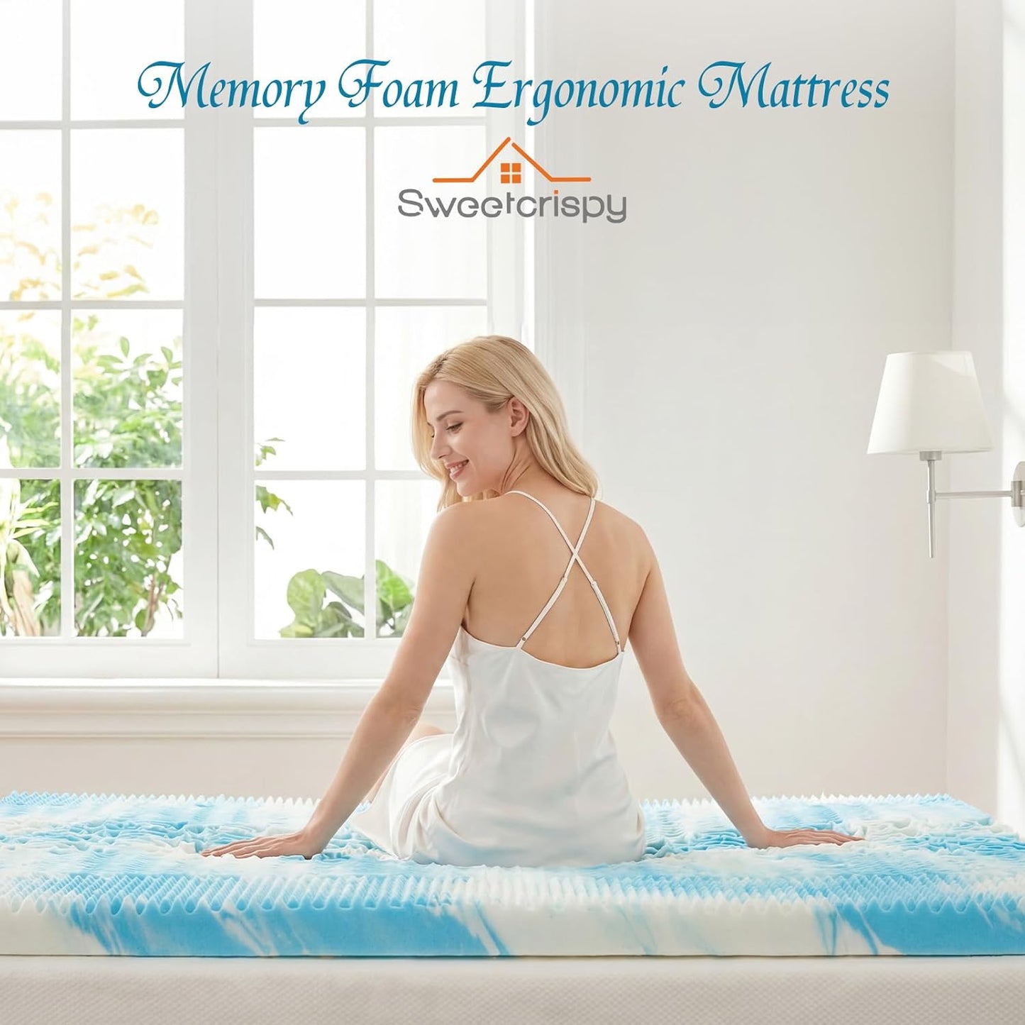 Sweetcrispy Memory Foam Mattress Topper - 5-Zone Gel Infused Cooling Pad for Full Size Bed | CertiPUR US Certified