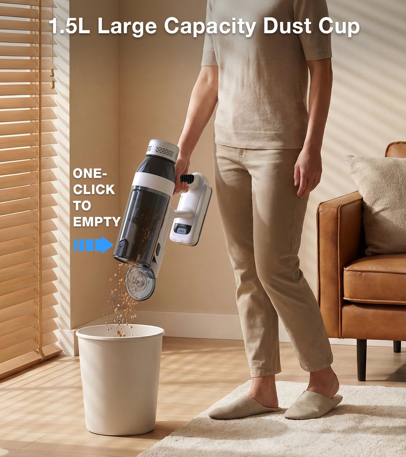 Skiennix Cordless Vacuum Cleaner - 15-in-1 Self-Standing Design with LED Light & Anti-Tangle | 55 Mins Runtime for Hard Floors & Carpets