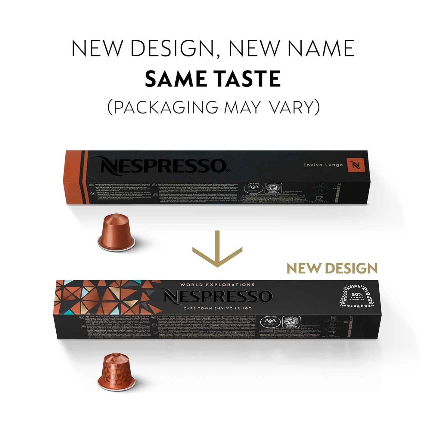 Nespresso Cape Town Envivo Lungo Coffee Pods - Dark Roast Espresso, 50 Count Pack