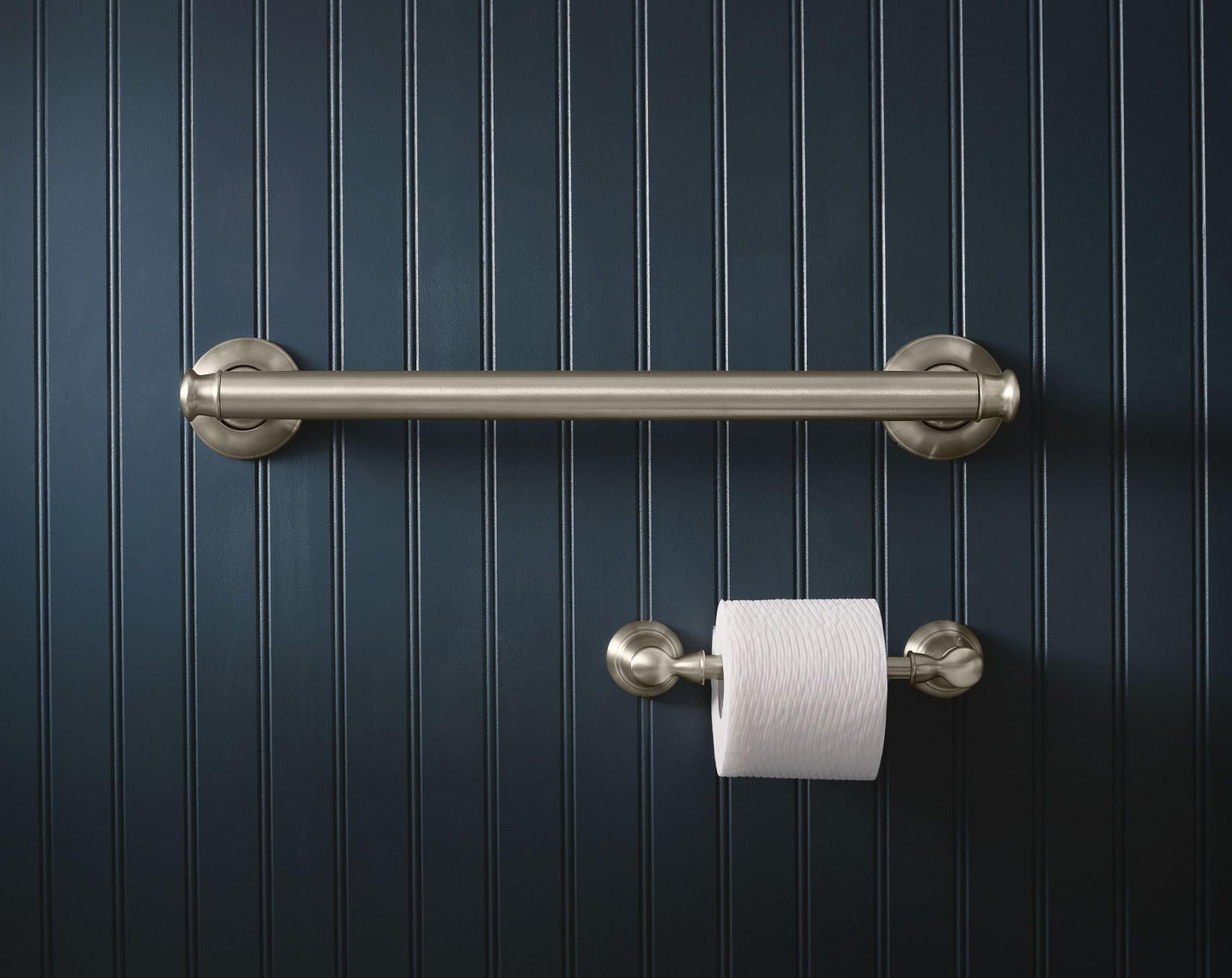 Moen Brantford Traditional Brushed Nickel Spring-Loaded Wall Mounted Toilet Paper Holder, YB2208BN