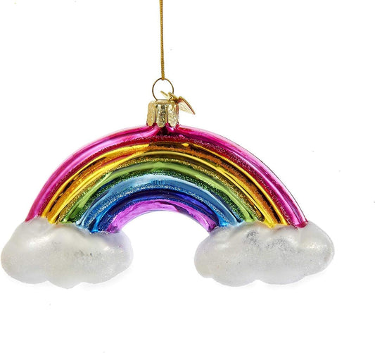 Rainbow & Clouds Glass Christmas Ornament - Kurt S. Adler Noble Gems Collection
