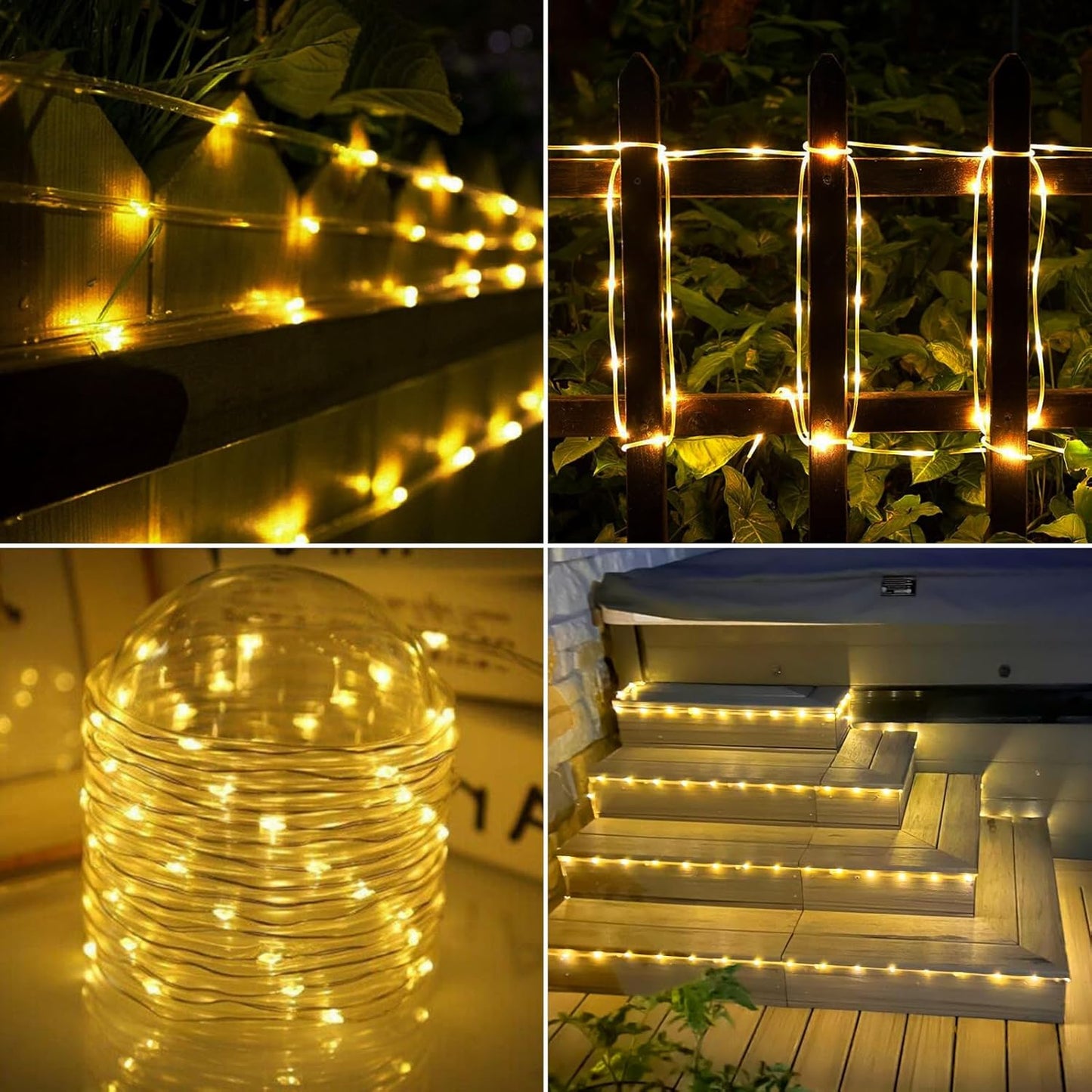 Skiennix Solar Rope Lights - 132ft 400LED Waterproof String Lights | 8 Modes for Outdoor Decor - Warm White