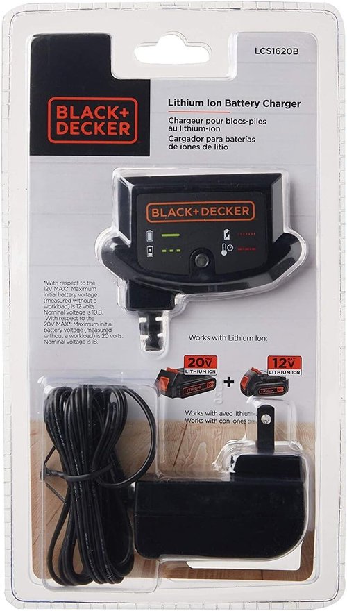 BLACK+DECKER 20V MAX Lithium Battery Charger - Compatible with 12V & 20V Batteries, Battery Sold Separately