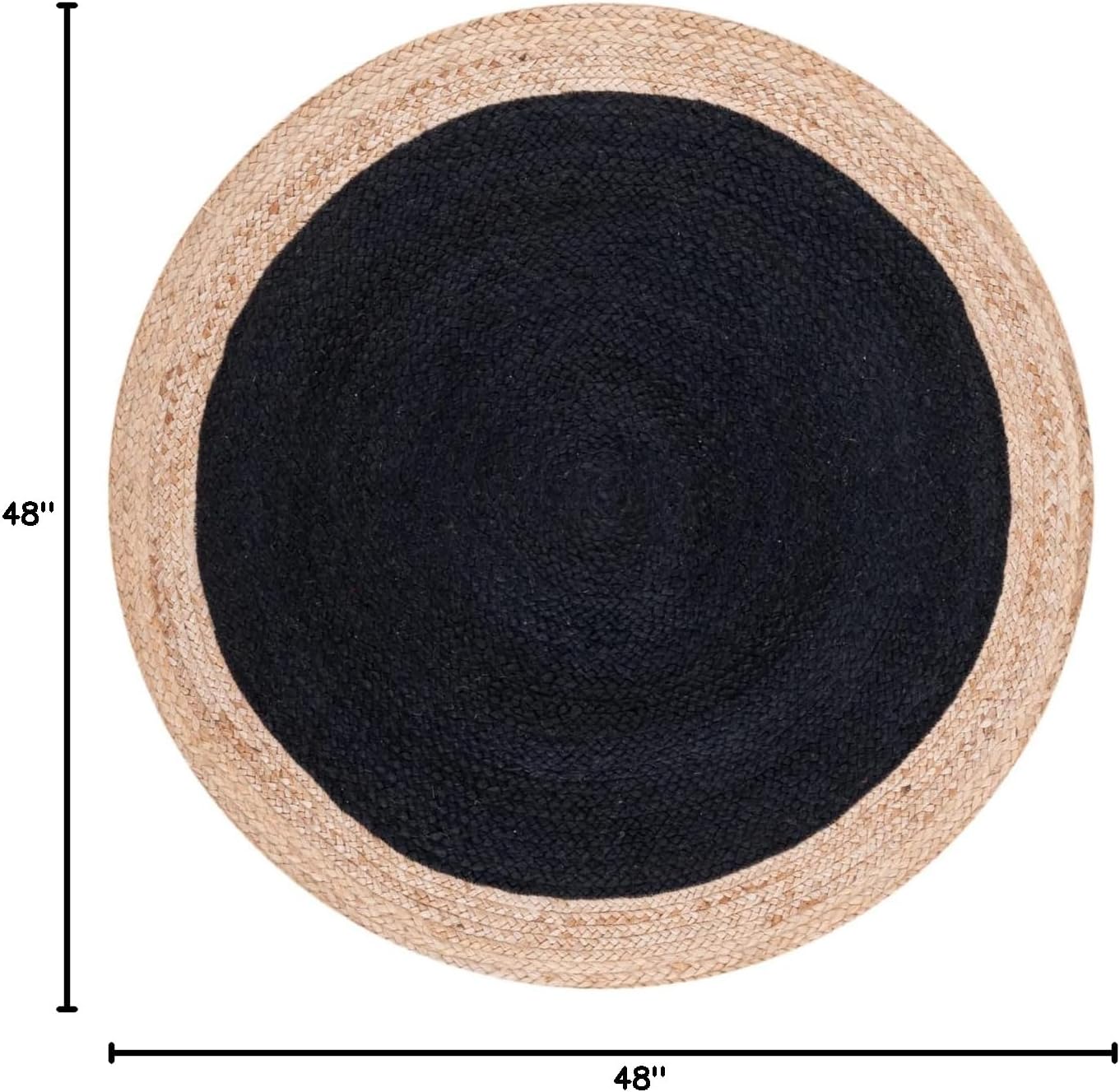 SAFAVIEH Natural Fiber Collection 4' Round Black/Natural NF801Z Handmade Boho Braided Premium Jute Entryway Foyer Living Room Bedroom Kitchen Area Rug