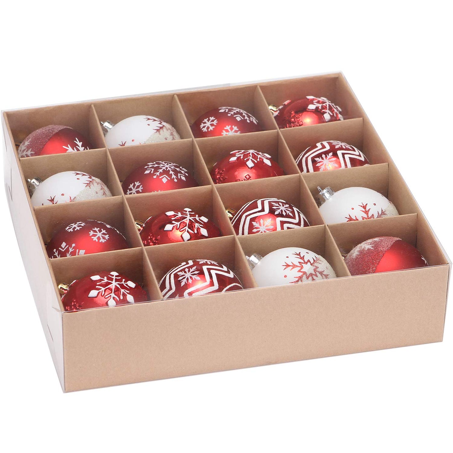 Sea Team 80mm/3.15" Set of Colorful Painted Sparkling Ornaments and Hanging Balls for Christmas Tree - 16 Pieces