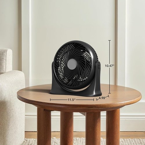 EZ-CHILL High Velocity Tabletop Air Circulator Fan - Quiet 3-Speed Personal Fan | 90-Degree Tilt, Black