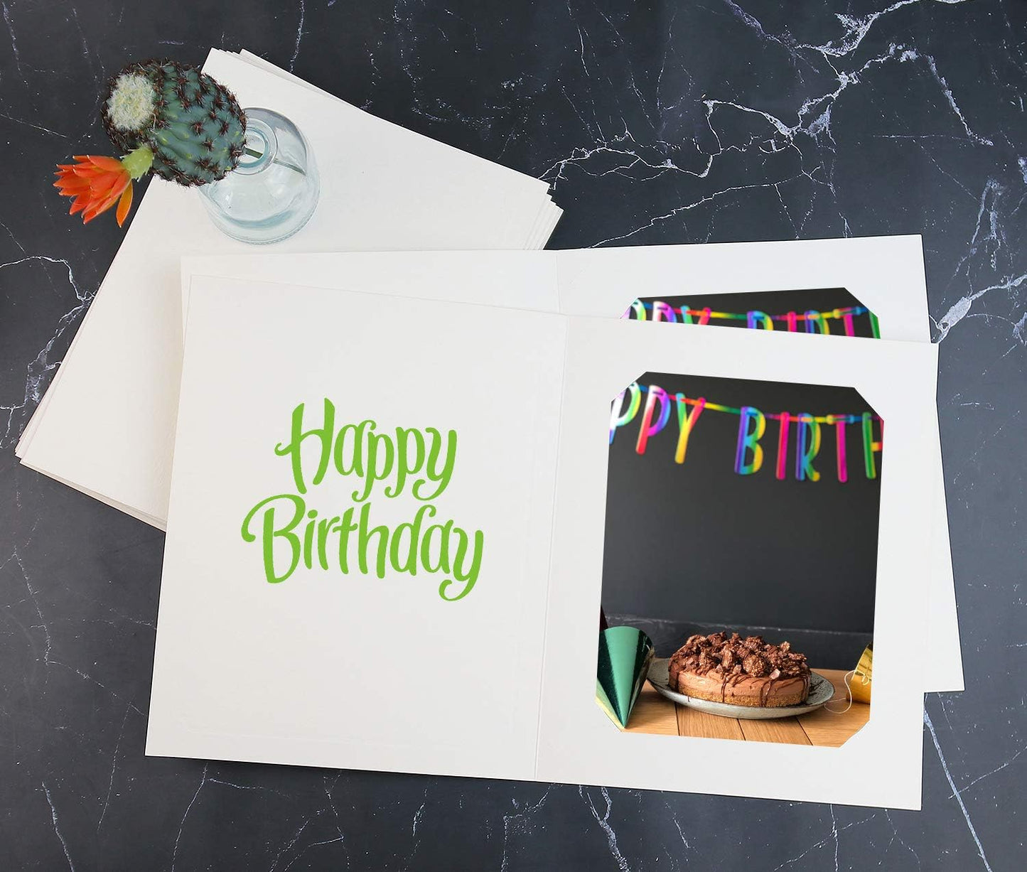 Pack of 25 Ivory Photo Folders - 6x8 & 8x10 Cardboard Frames for Graduation, Weddings & Events