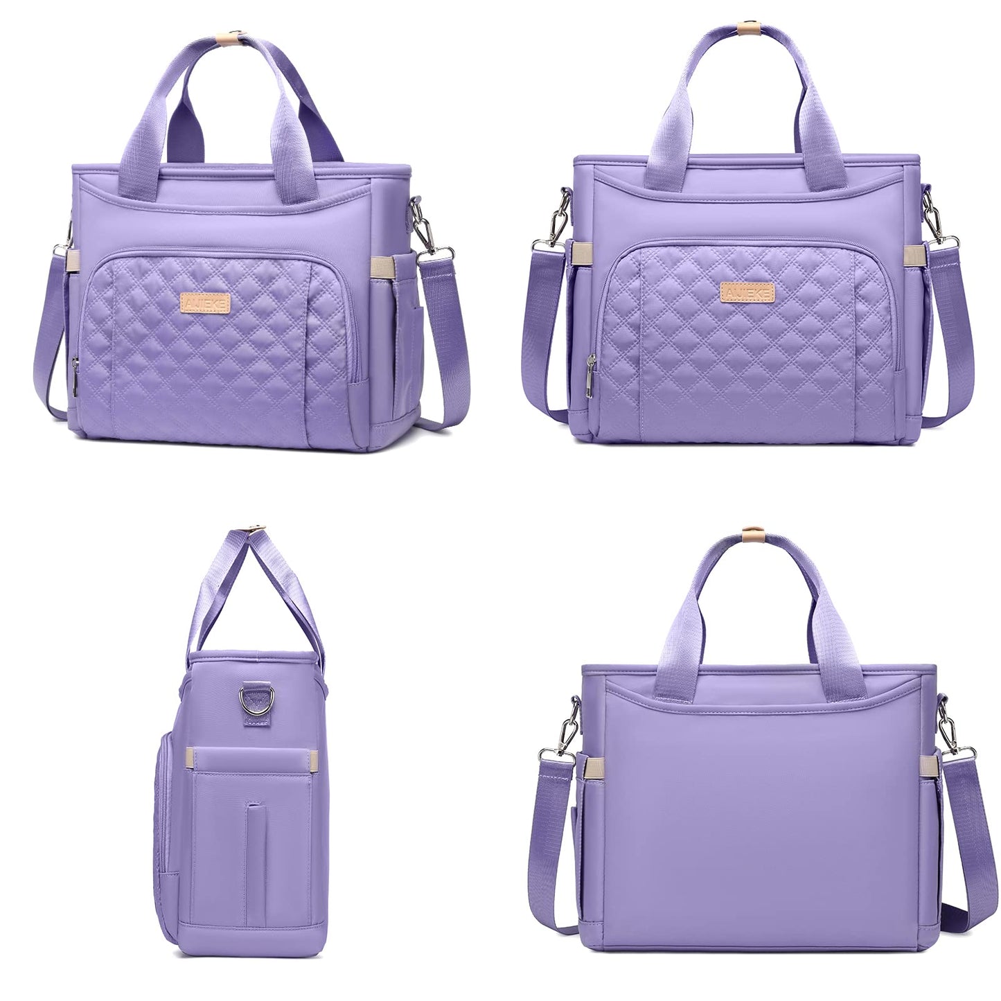 AIJIEKE Insulated Lunch Bag for Women, Lunch Box, Lunch Tote for Work, Large Leak Proof Cooler Bag with Removable Strap, Adult Reusable Lunchbag for Picnic Office Beach, Light Purple