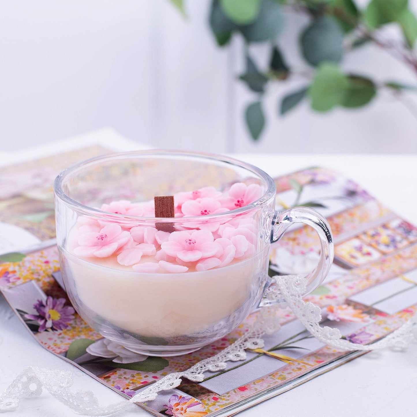 Romantic Sakura Cup Scented Soy Candle for Birthday Gift Wedding Favor