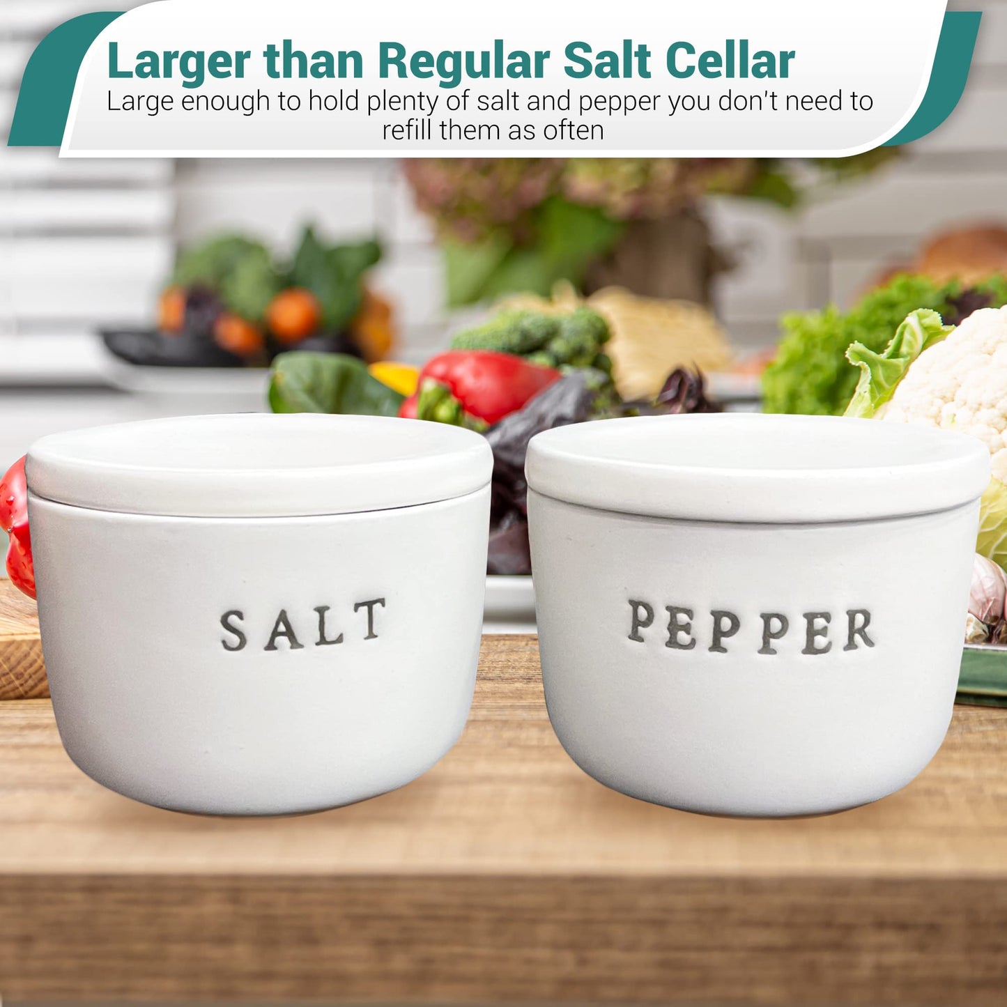 Kolibrox Stoneware Salt and Pepper Cellar Set - Stylish, Functional Kitchenware for Effortless Seasoning - Versatile, Creamy Durable Stone Design - Perfect for Kitchen & Home Decor