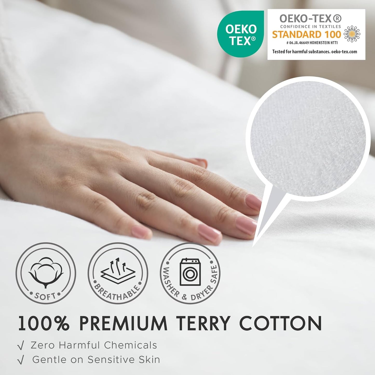 Degrees of Comfort Water Resistant Mattress Encasement Cal King Size 15-18'' Inch Deep Pocket | Zipper Design w/Cotton Cover, 3M Scotchgard Stain Resistant |Breathable and Cooling Protector