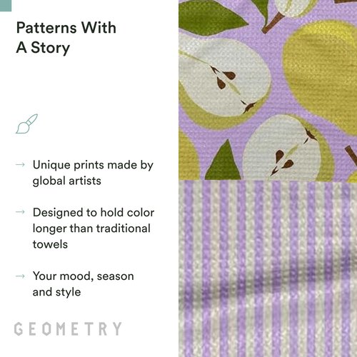 GEOMETRY Spring Kitchen Towels - Quick Dry Microfiber Cloth Spring & Summer Dish Towels for Kitchen Drying - Premium Quick Dry Towel - Pear Parade, 18" x 30" - 2-Pack