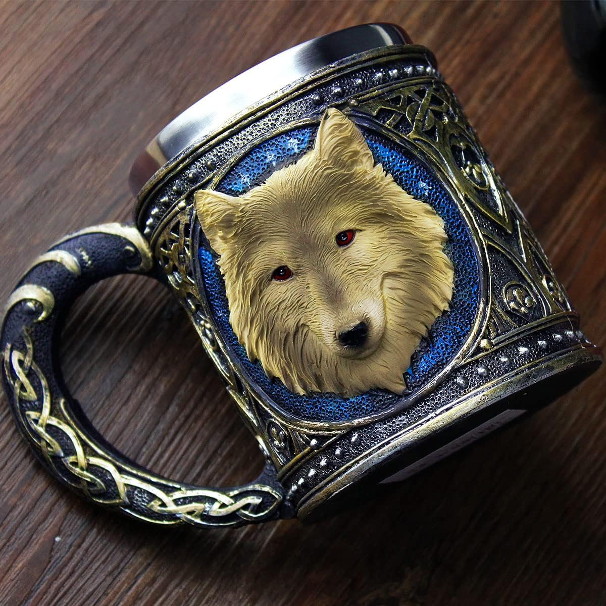 Stainless Steel Wolf Goblet - 3D Resin Wine Chalice Cup for Unique Occasions