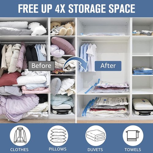 BoxLegend Vacuum Storage Bags - Thickened Waterproof Compression Bags for Clothing & Bedding | 6 Medium (19.68” x 27.56”)