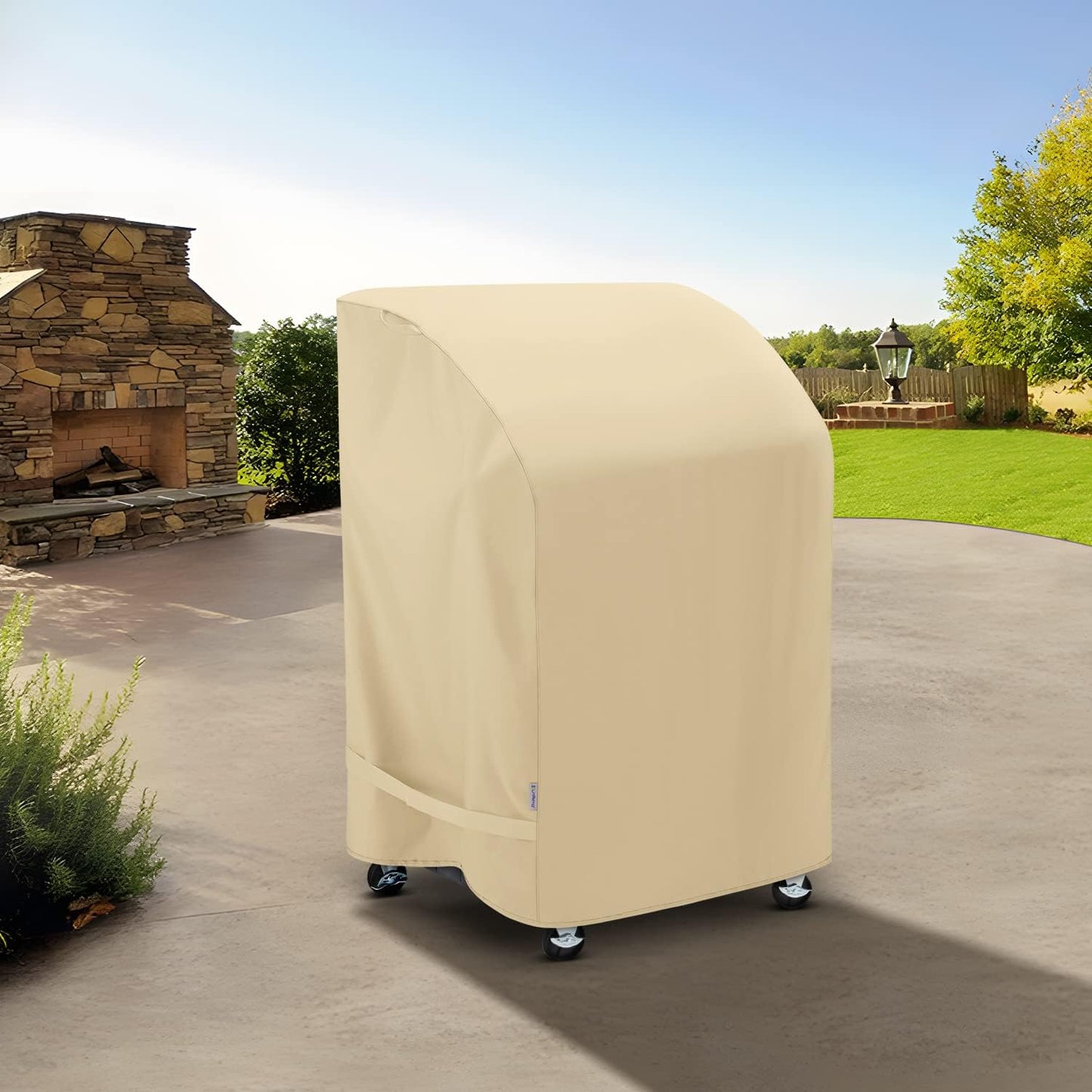 SunPatio 32-Inch Heavy Duty Waterproof Grill Cover - UV & Fade Resistant for Weber, CharBroil, Nexgrill | Beige