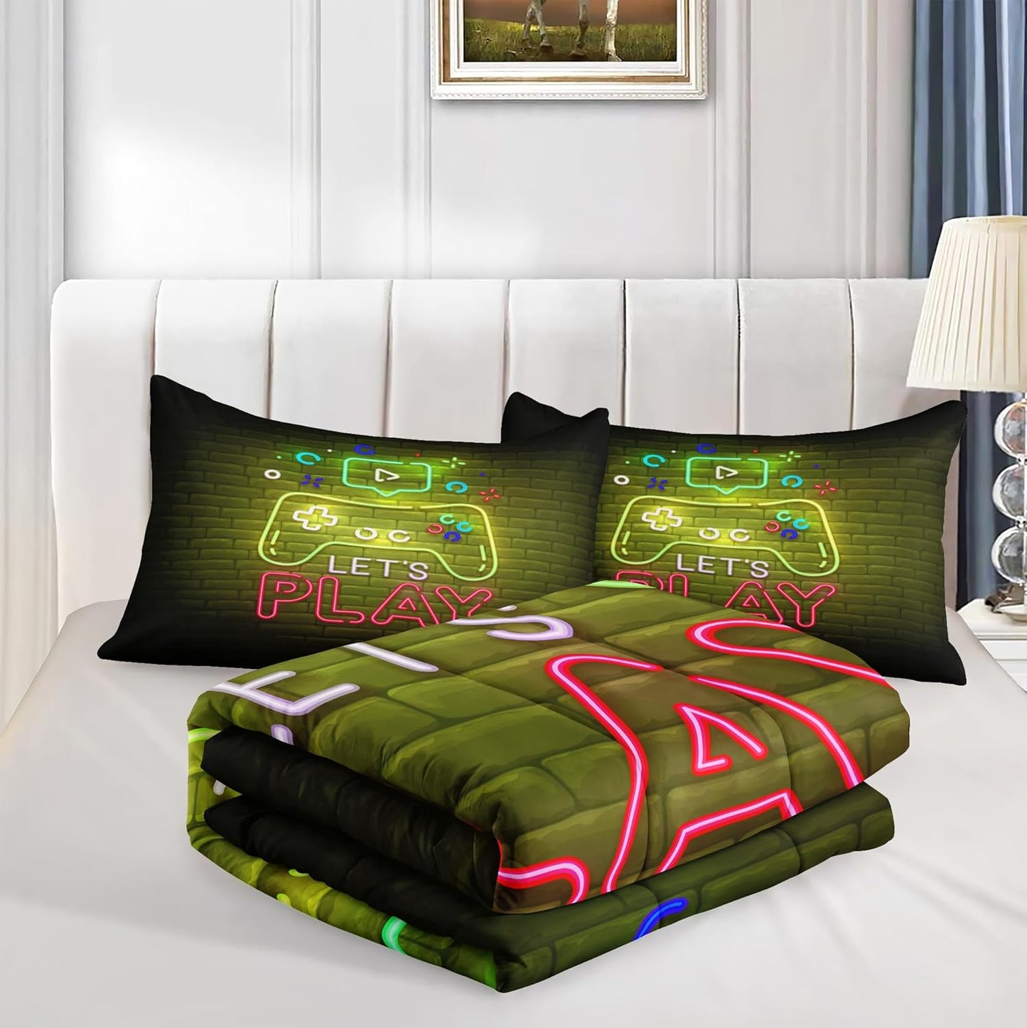 Football Comforter Sets,6 PCS Football Bedding Set,Kids Comforter Sets for Boys,Twin Black and Gold Bed Sets for Boys,Bed in A Bag with Sheets