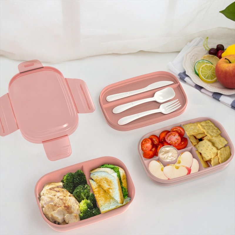 JBGOYON® Bento Lunch Box Set - 3 Stackable Containers for Adults and Kids,lunch box for women- Includes Lunch Bag, Leak-Proof and BPA-Free - Built-in Utensil Set - Dishwasher Safe (Pink)