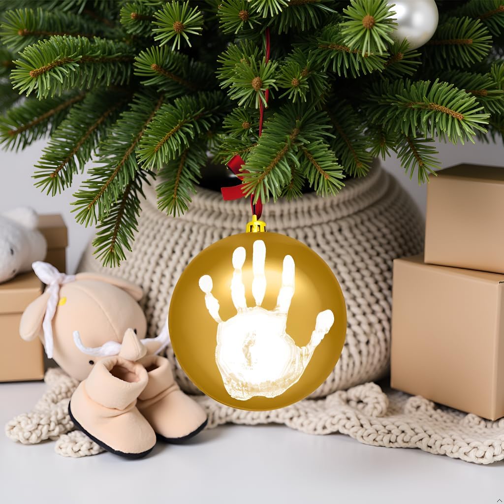 Christmas Baby Handprint Ornament Kit - DIY Keepsake Bauble with Paint for Newborns