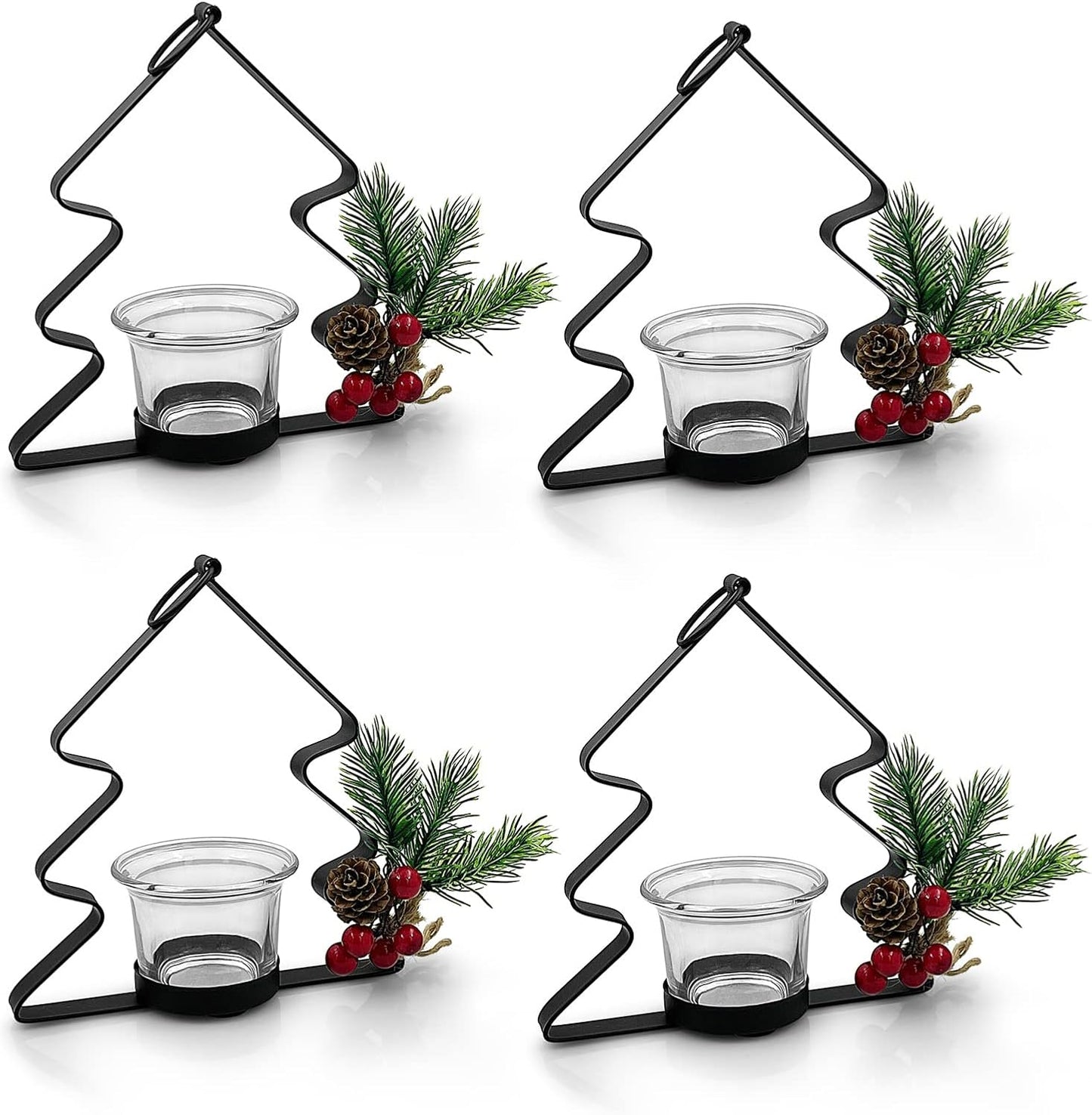 SHMILMH Glass Tealight Candle Holders - Set of 4 Black Votive Holders for Elegant Wall Decor