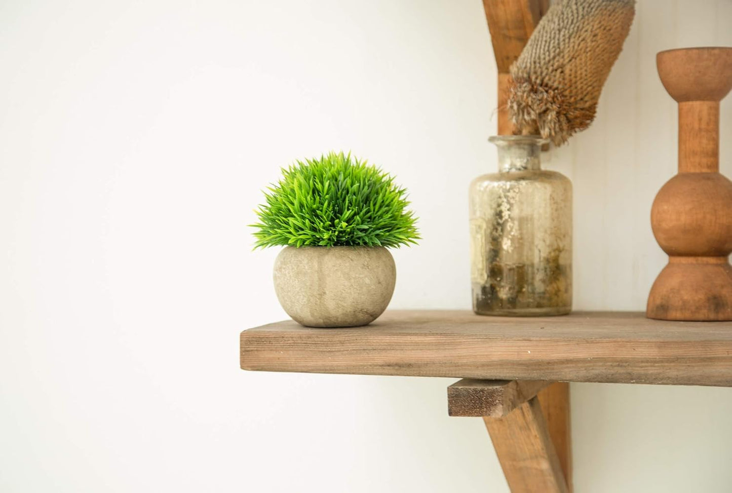 Mini Sage Green Boxwood Topiary - Artificial Potted Plant for Home & Office Decor